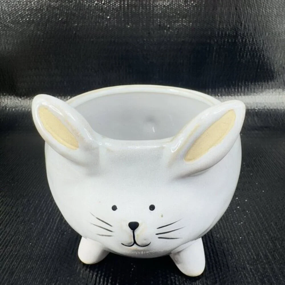 47 & MAIN Stoneware Pottery Bunny Rabbit Shape Planter Flower Pot Vase Bowl Dish